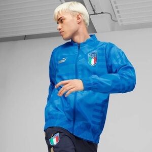 Puma Italy 2022/23 Home Prematch Full Zip Jacket Blue Men's (LARGE)